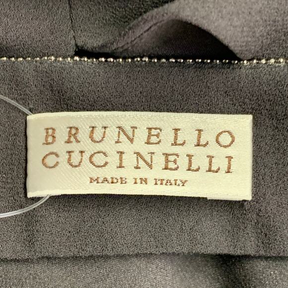 BRUNELLO CUCINELLI Size XL Grey Charcoal Silk Sleeveless Long Evening Gown - Picture 7 of 10